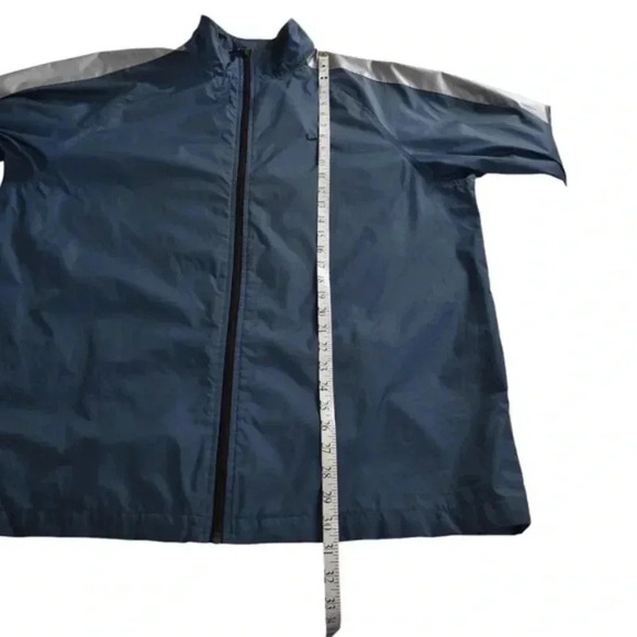 Nike Windbreaker  Jacket Blue Nylon Full Zip Reflective Stripes Size Large - Picture 12 of 12
